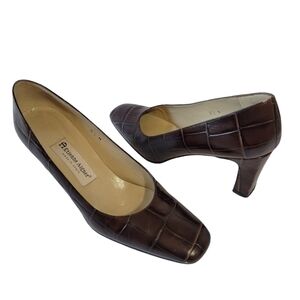 ETIENNE AIGNER Valencia Leather Upper Brown Pump Heels Sz 8.5N Office Career